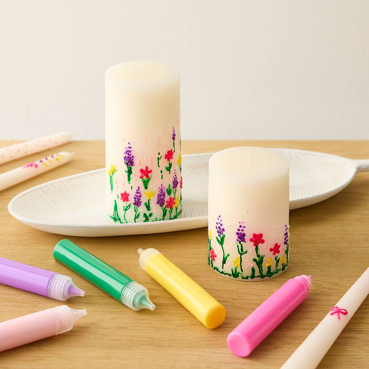Floral Painted Candles